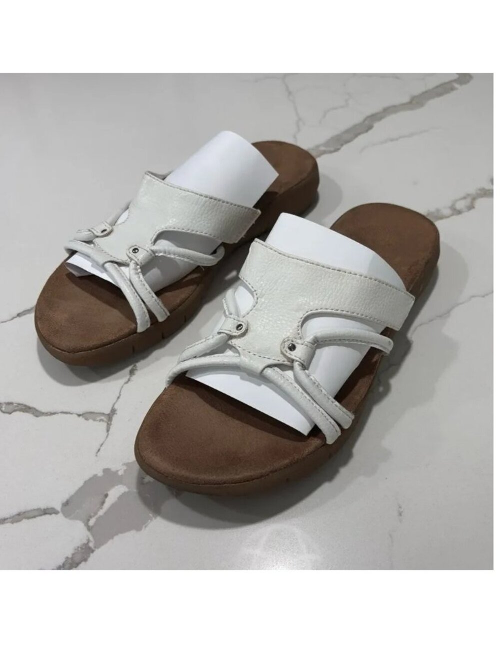 A2 By Aerosoles | Women's Wip Current Slip On Slide White Faux Leather Sandals 8